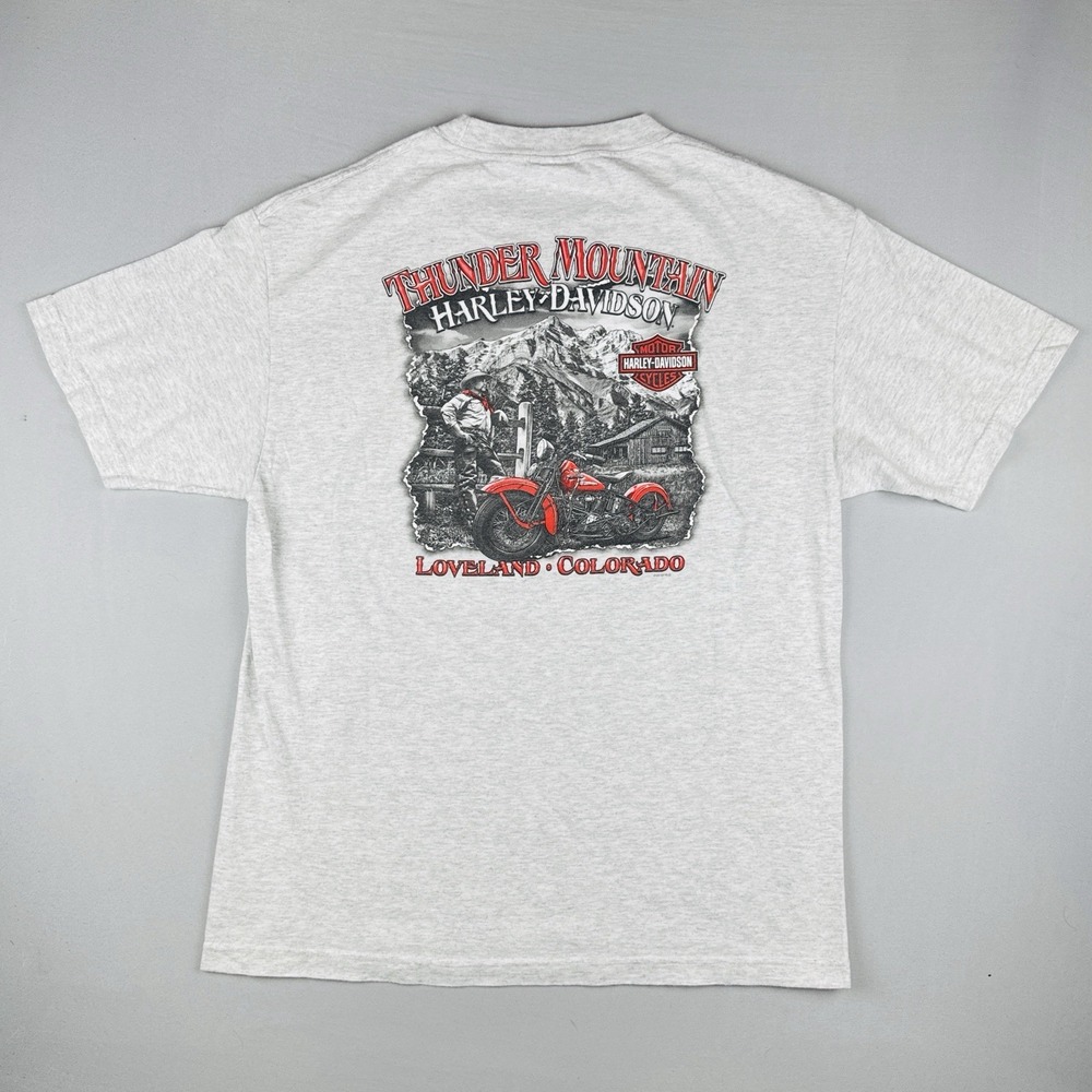 Harley Davidson Thunder Mountain T Shirt Loveland Colorado Pocket Logo L - Picture 7 of 12